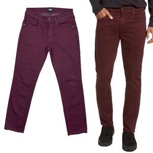 PAIGE Lennox Slim Fit Five Pockets Red Bordeaux Velvet Pants Size 28